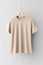 Plain beige tshirt mockup design, front view. Generative AI.