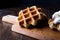 Plain Belgium Waffle on wooden surface.