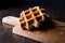 Plain Belgium Waffle on wooden surface.