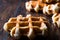 Plain Belgium Waffle on wooden surface.