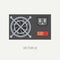 Plain flat color vector computer part icon power supply. Cartoon. Digital gaming and business office pc desktop device