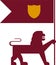 Plain and geometric heraldic flag lion with shield