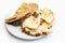 Plain grill naan bread on a plate with a with background.