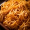 Plain Italian pasta tagliatelle, yellow noodles, close up image, generative ai