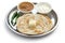 Plain paratha with curry and yogurt