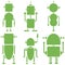 Plain Vintage retro robots 2 icons set in green set of 6