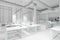 Plain white concept rendering of office interior