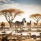 Plains Zebra Herd in Etosha National Park Namibia  Made With Generative AI illustration