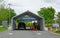 PLAINSBORO, NJ -1 SEP 2020- View of an outdoor COVID-19 testing center in a parking lot organized by Penn Medicine in Plainsboro,