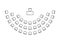 Plan for arranging chairs semicircle in interior, map seats amphitheater, layout graphic outline. Business, education