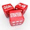 Plan Goal Strategy Words on Three Red Dice