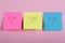 Plan a, plan b or plan c on colorful office stickers on pink background