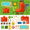 Plan of private house vector illustration top view of outdoor home landscape