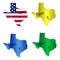 Plan of the state of Texas. A set of multi-colored images.