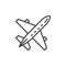 Plane, aircraft line icon, outline vector sign, linear style pictogram isolated on white.