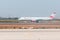 The plane of the Austrian airline is moving on the runway of Ben Gurion International Airport, near Tel Aviv in Israel