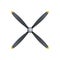 Plane blade propeller, vector airplane wood engine logo icon. Aircraft 4 propeller fan