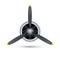 Plane blade propeller, vector airplane wood engine logo icon. Aircraft propeller fan