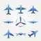 Plane blue vector icons