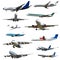 Plane collection isolated on a white background. High resolution