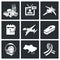 Plane crash Vector Icons Set