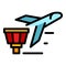 Plane departing icon color outline vector