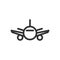 Plane front view vector outline style icon