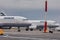 Plane of the German company Lufthansa parked in Thessaloniki International Airport