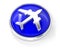 Plane icon on glossy blue round button