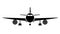 Plane icon, industrial blueprint of airplane. Airliner front view â€“ vector