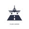 plane landing icon on white background. Simple element illustration from airport terminal concept