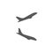 Plane landing, takeoff vector icon symbol isolated on white background