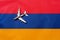 Plane over the flag of Armenia, the concept of journey