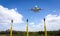 Plane over runway, Manchester Airport, England