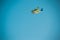 Plane or seaplane flying in sky, copy space