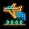 Plane Spraying neon glow icon illustration