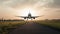 plane taking off from airport runways for traveling and transport business. Generative AI