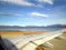 Plane taking off from Malvinas Argentinas International Airport Ushuaia