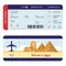Plane ticket to Egypt - tourism destination travel boarding pass mockup with flight information