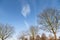 Plane tracks on blue sky