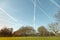 Plane tracks on blue sky