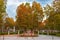 Plane trees avenue and the music pavilion in Zrinjevac park in Zagreb, Croatia, in autumn