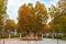 Plane trees avenue and the music pavilion in Zrinjevac park in Zagreb, Croatia, in autumn