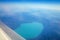 Plane window view of Iznik lake, Turkey
