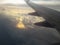 Plane wing clouds sky atmosphere sunrise