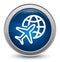 Plane world icon starburst shiny blue round button illustration design concept