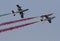 Planes jet upside down flight at the italian tricolor arrows air show