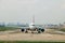 A planes in line waits for departure from the airport