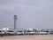 Planes parked at Denver International Airport