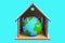 Planet as a Home: Globe in Miniature Wooden House